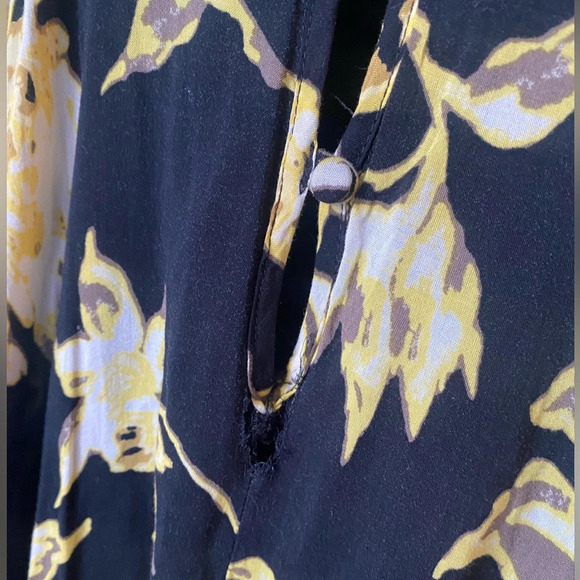 Free People Dress Women’s XS First Kiss Floral Print Boho Maxi in Black & Yellow - Picture 10 of 10